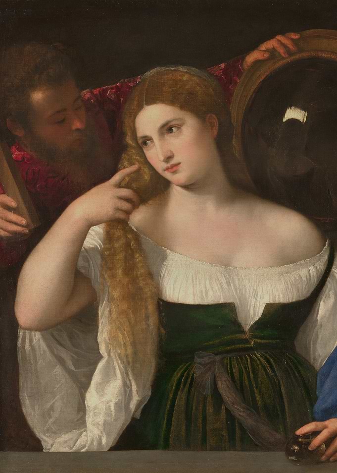 Woman with Mirror and Companion