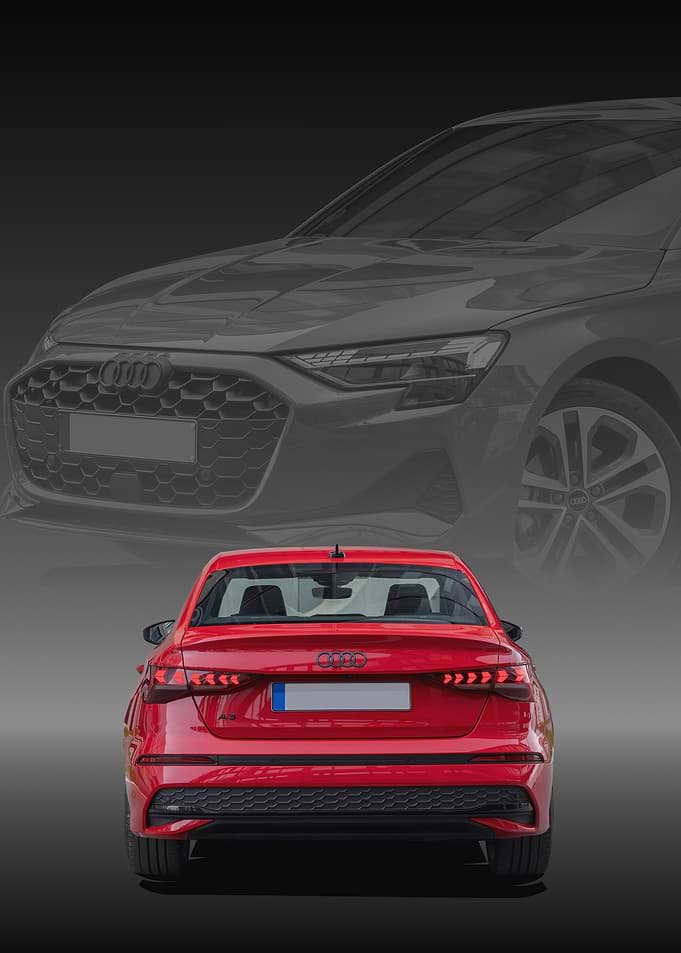 Red Audi A3 Sedan Rear View