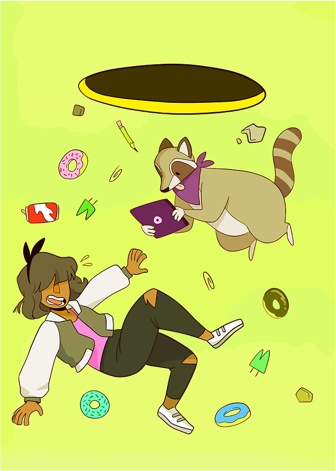 Raccoon Steals Laptop from Falling Person