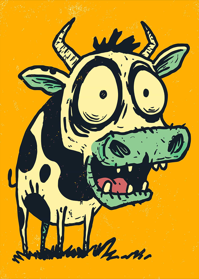 Crazy Cartoon Cow