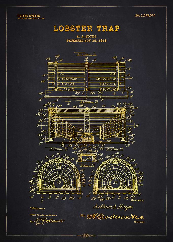 1913 Lobster Trap Patent Gold