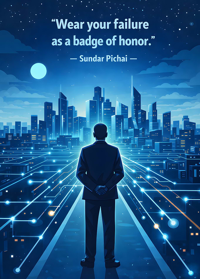 Man in suit facing futuristic city