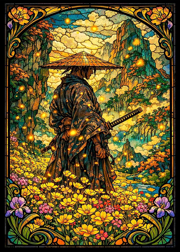 Samurai in a Field of Flowers
