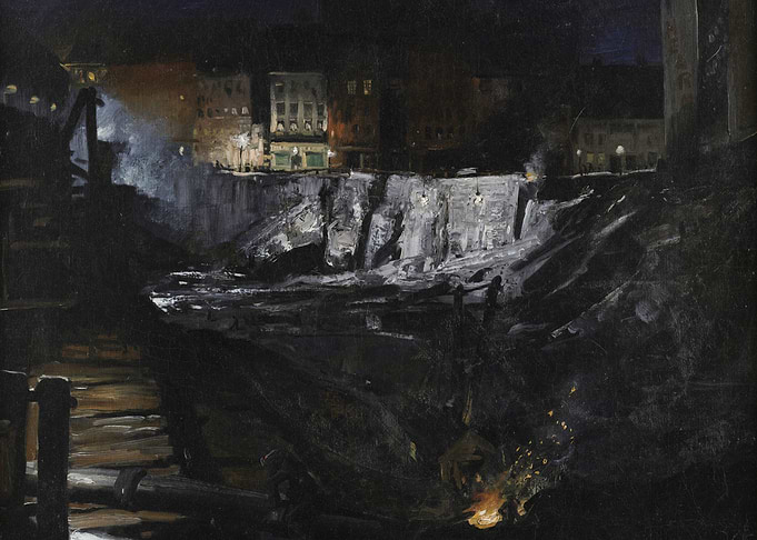 Nighttime Industrial Cityscape
