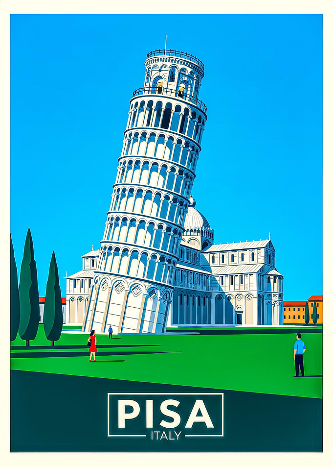 Leaning Tower of Pisa Travel Poster