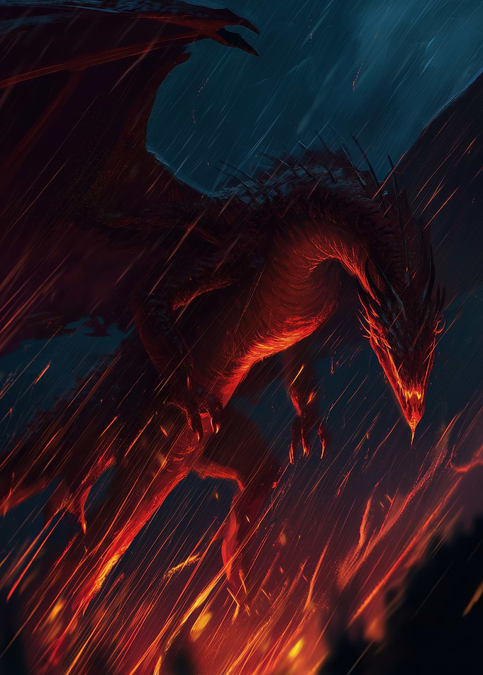 Fiery Dragon in a Storm