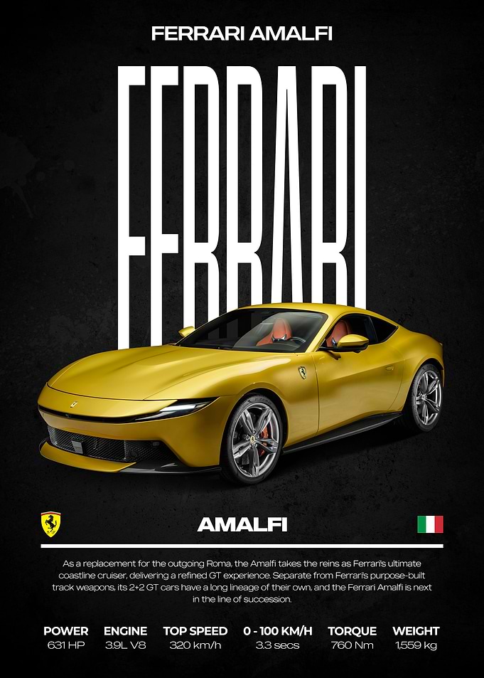 Ferrari Amalfi Car Poster