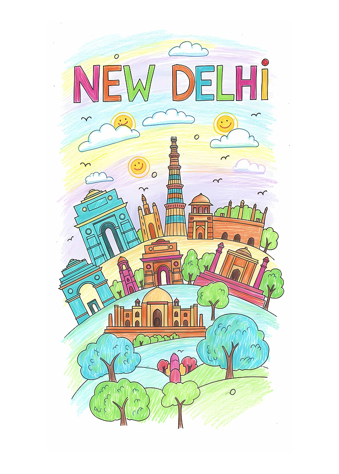 New Delhi Cityscape Illustration
