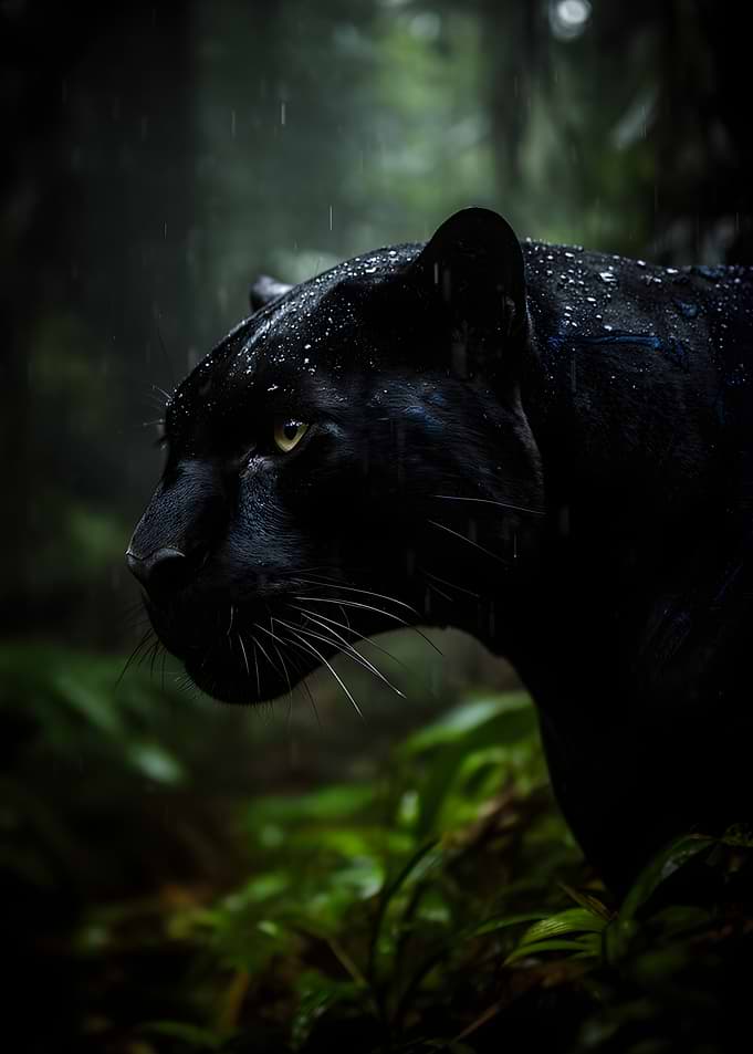 Black Panther in the Rain