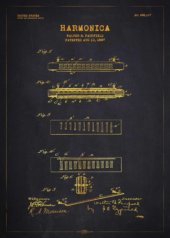 1897 Harmonica Patent Gold