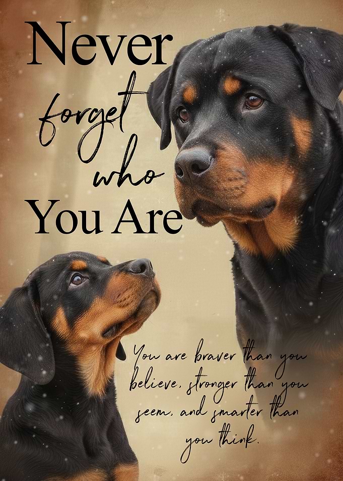 Rottweiler with Inspirational Quote