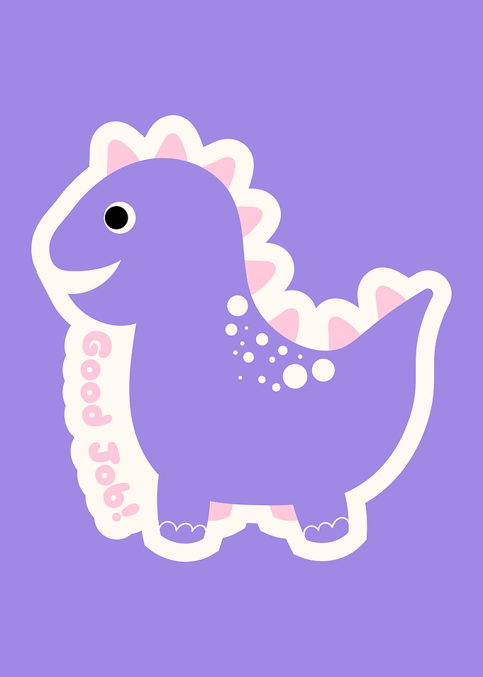 Cute Purple Dinosaur with 'Good Job!'
