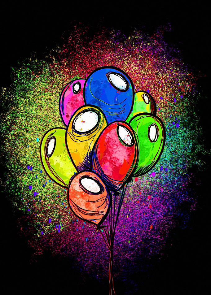 Colorful Balloons with Abstract Background