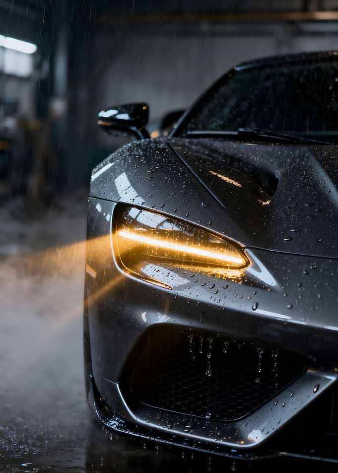 Sports Car in Rain