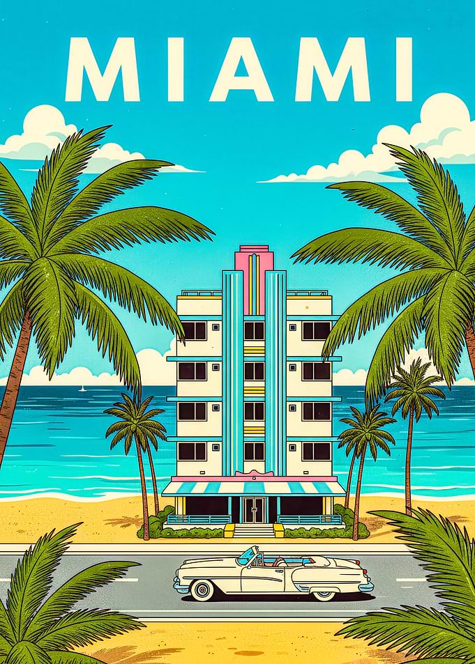 Miami Art Deco Travel Poster