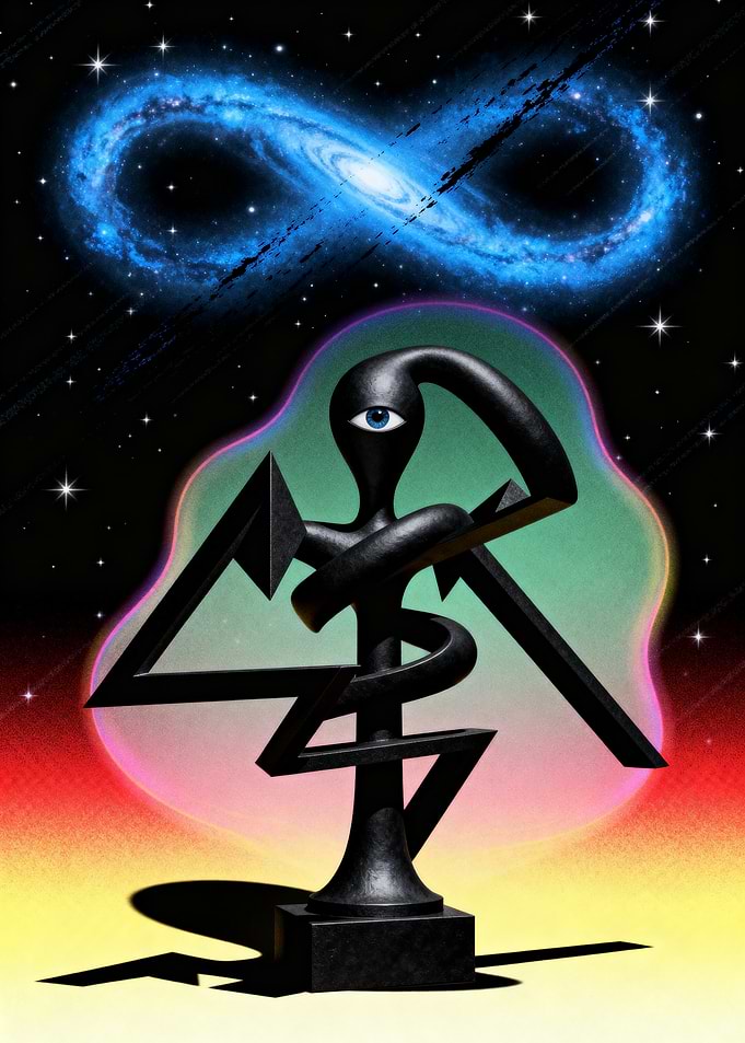 Cosmic Sculpture with Infinity Galaxy
