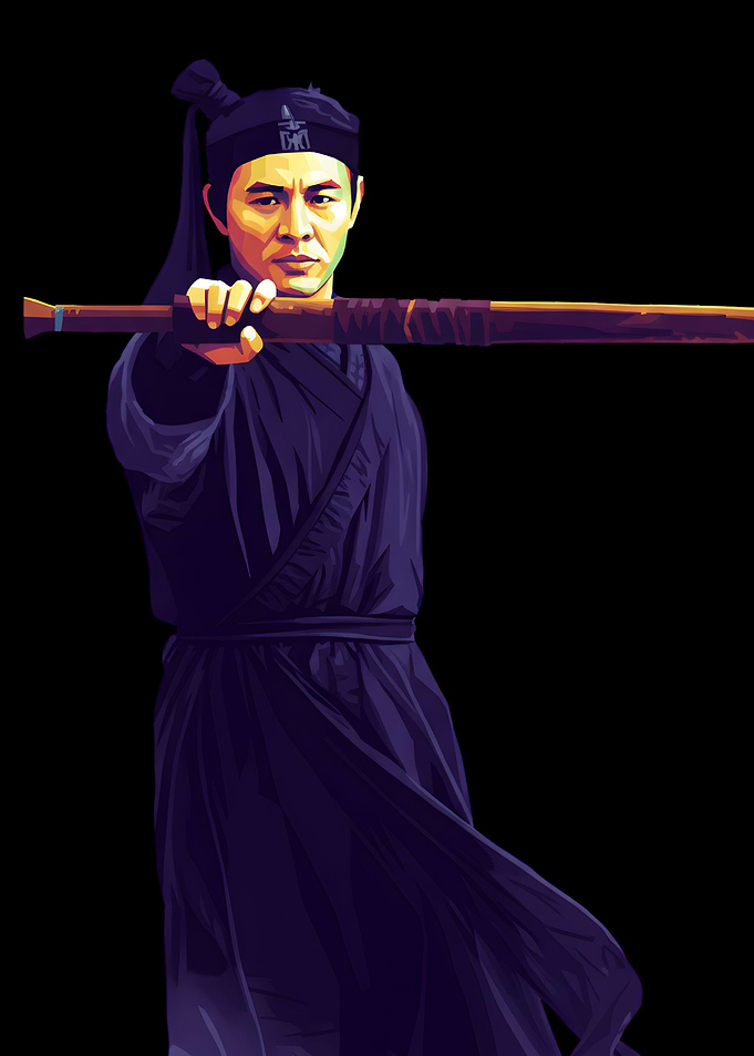 Jet Li holding a staff