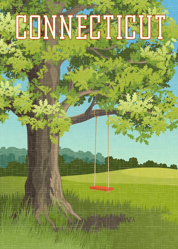 Connecticut Tree Swing Vintage Poster