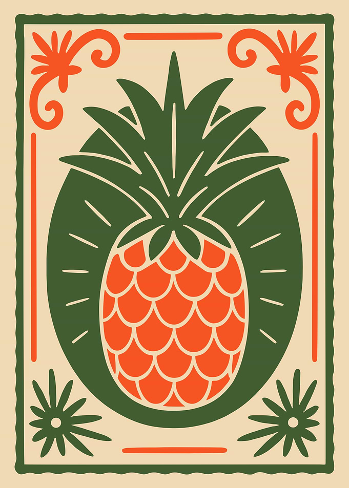 Retro Pineapple Illustration