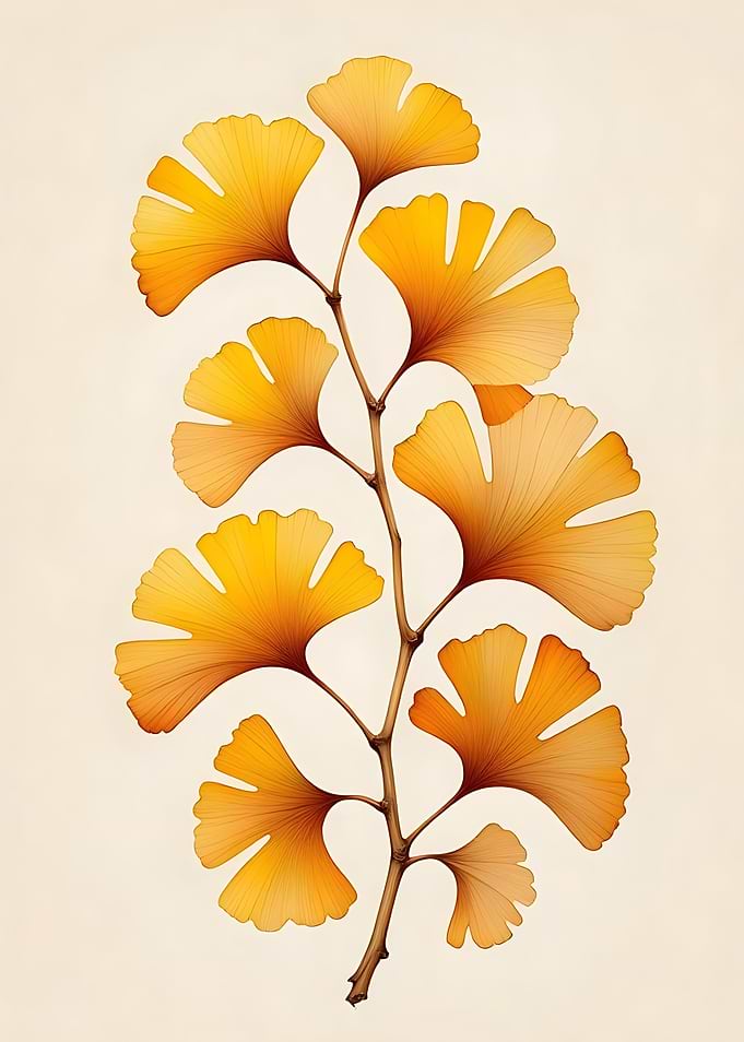 Ginkgo Branch with Yellow Leaves