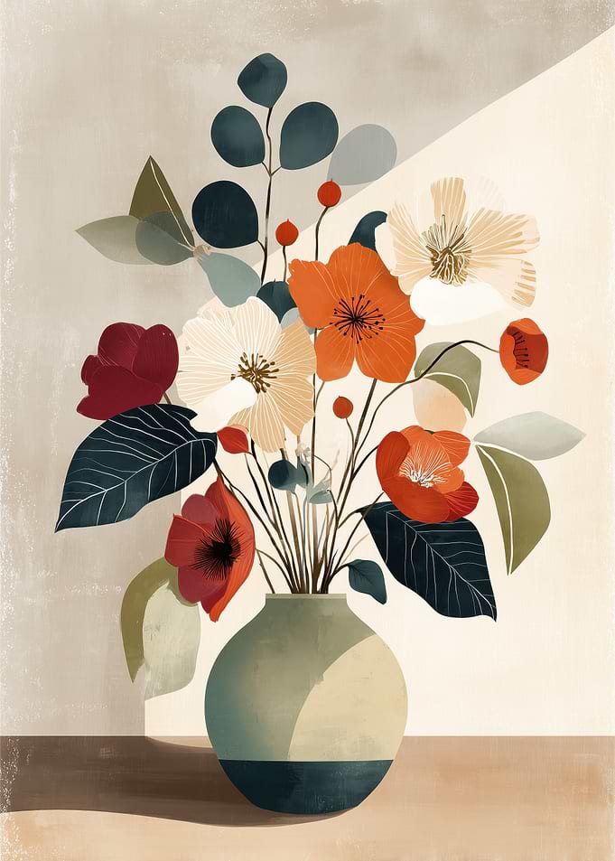 Abstract Floral Arrangement in a Vase