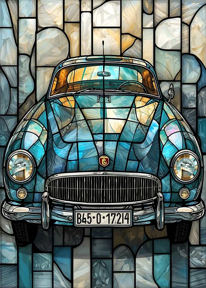 Stained Glass Classic Car
