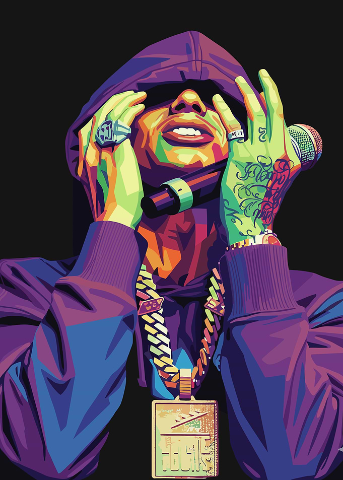 Rapper with Microphone and Chains