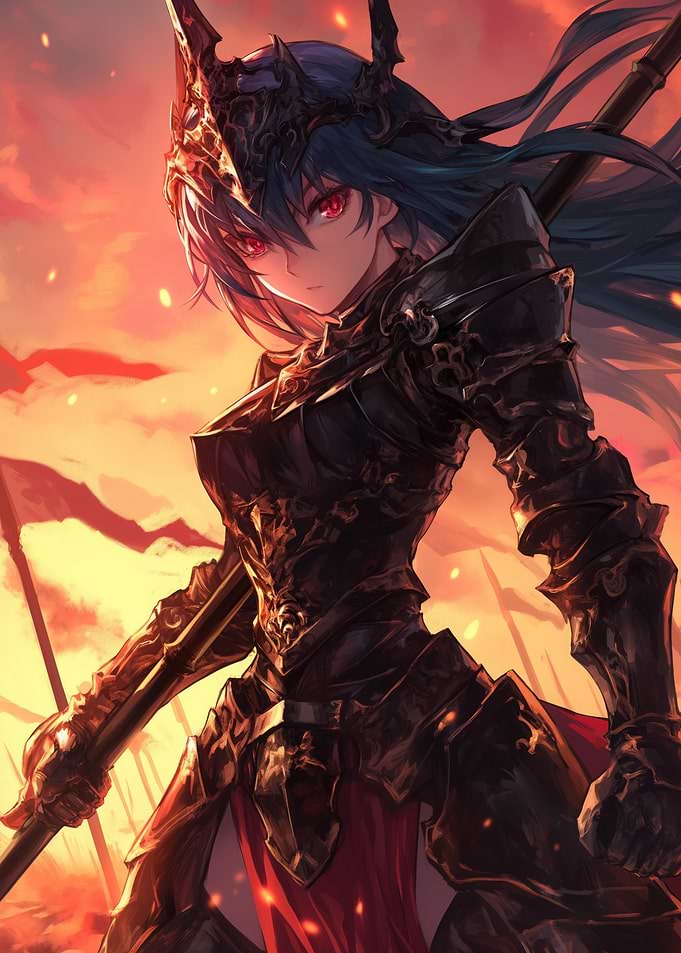 Anime Knight with Red Eyes
