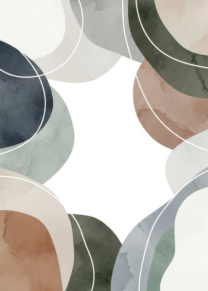 Abstract Organic Shapes with White Lines