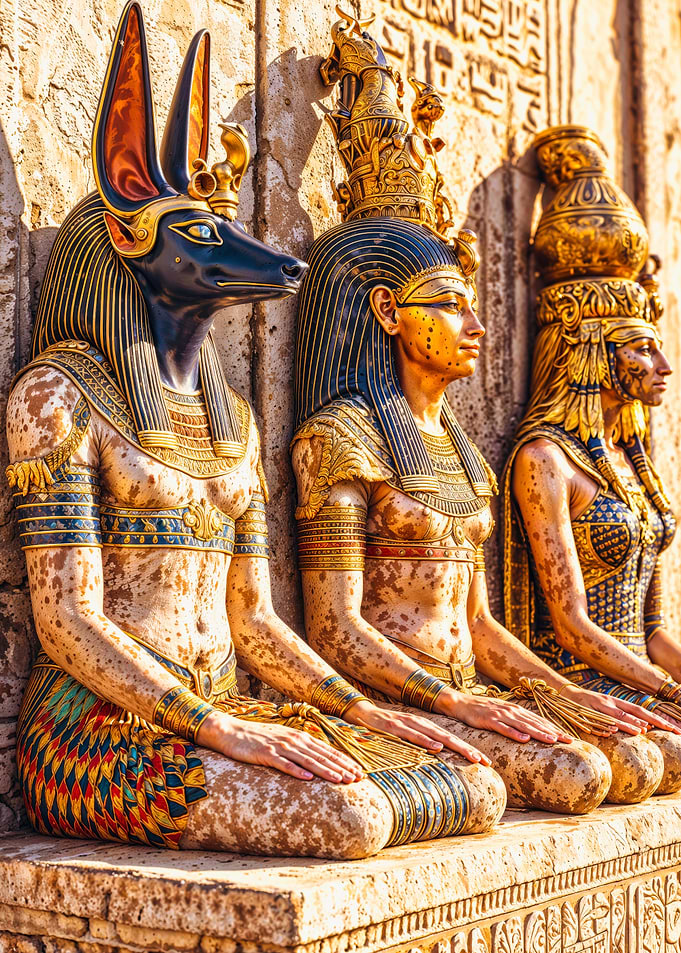Golden Egyptian Gods Ancient Temple
