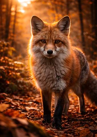 Red Fox in Autumn Forest