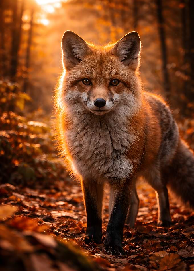 Red Fox in Autumn Forest