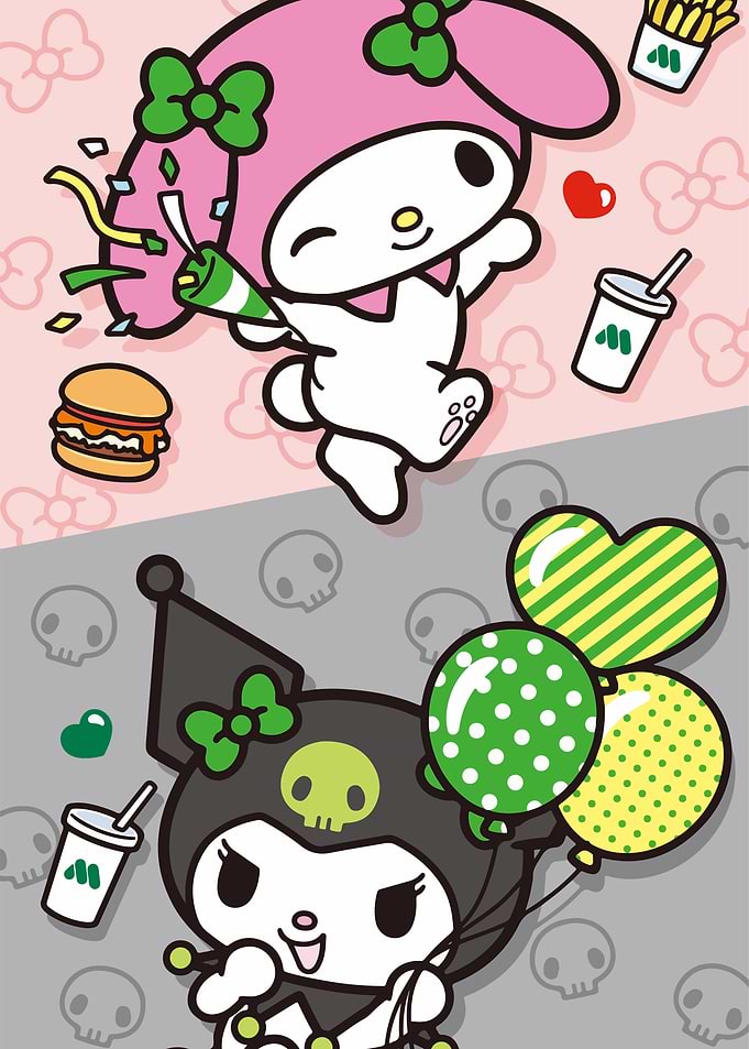 My Melody and Kuromi with Food and Balloons