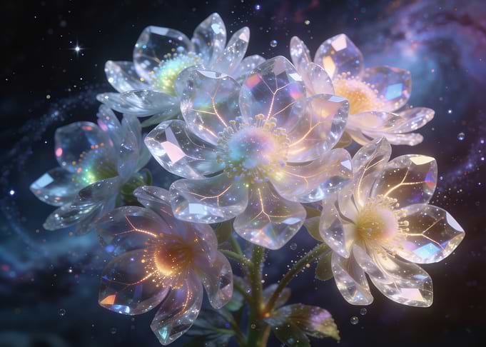 Crystal Flowers in Cosmic Nebula