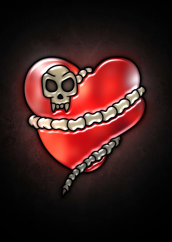 Heart with Skull and Bones
