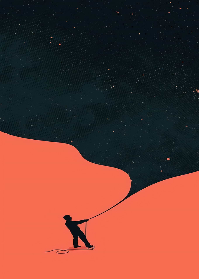 Man Pulling Down the Night Sky