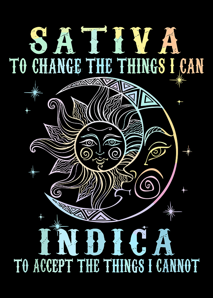 Sativa Celestial Poster, Sun and Moon Psychedelic Wall Art, Colorful Cosmic Print