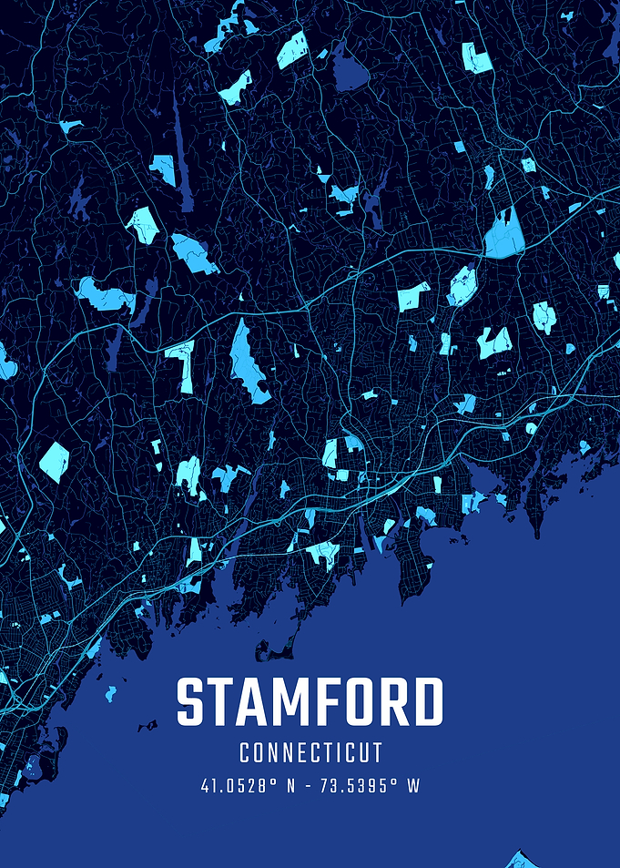 Stamford Connecticut Midnight City Map