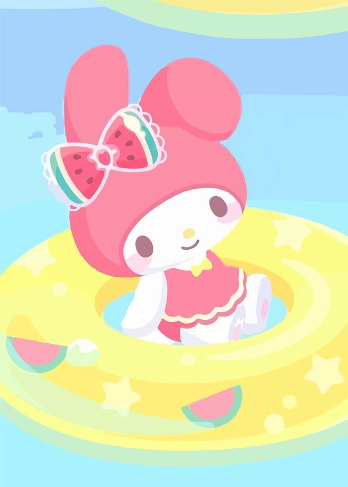 My Melody in a Watermelon Swim Ring