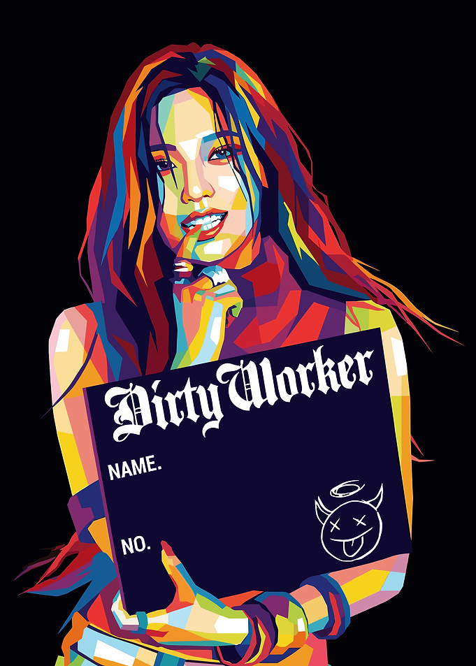 Pop Art Woman with Mugshot Sign