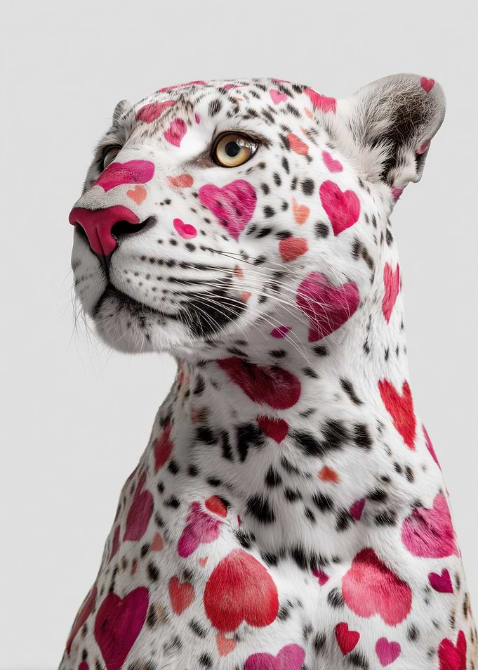 Leopard with Heart Patterns