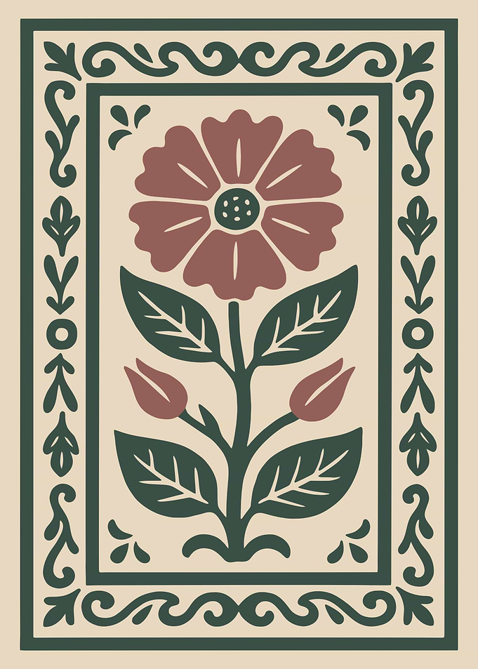 Folk Art Flower Illustration
