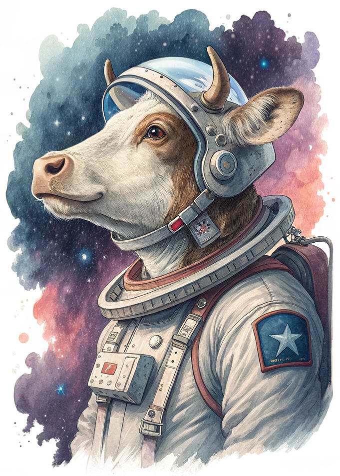 Astronaut Cow in Space