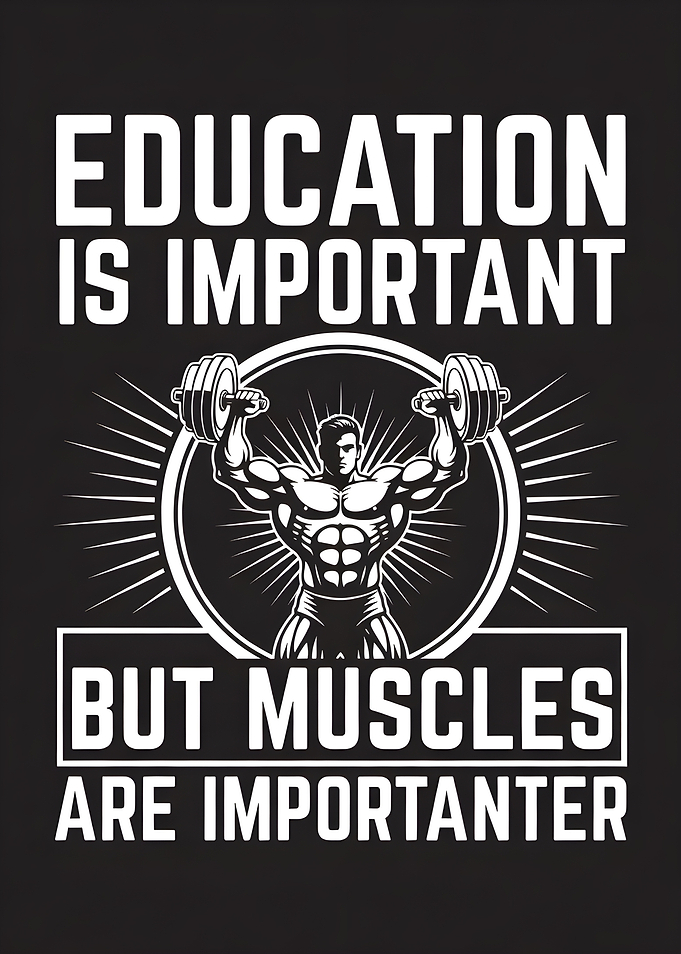 Education vs Muscles Gym Quote