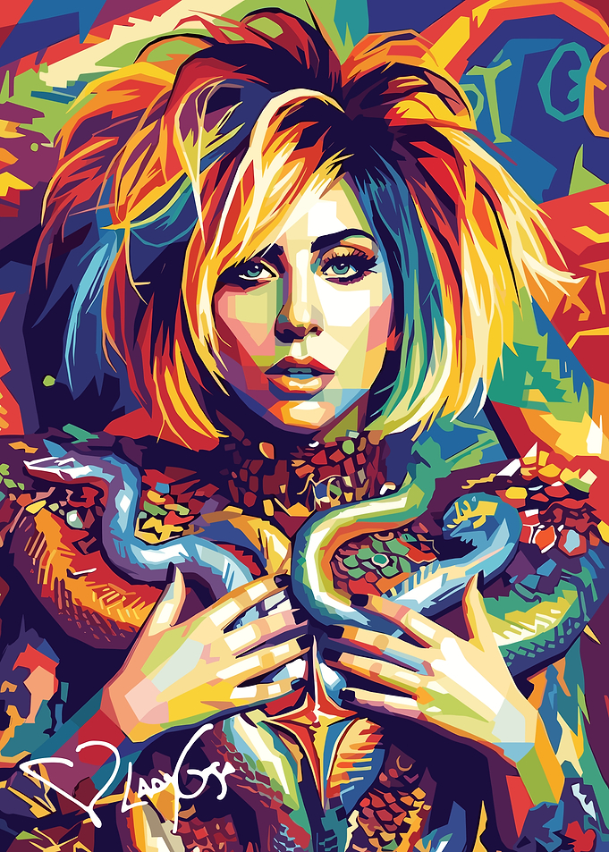 Lady Gaga Pop Art Portrait with Snake