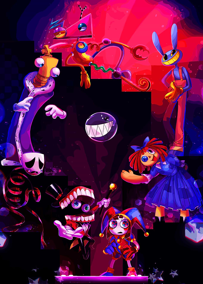 Creepy Toy Characters in Dark Setting