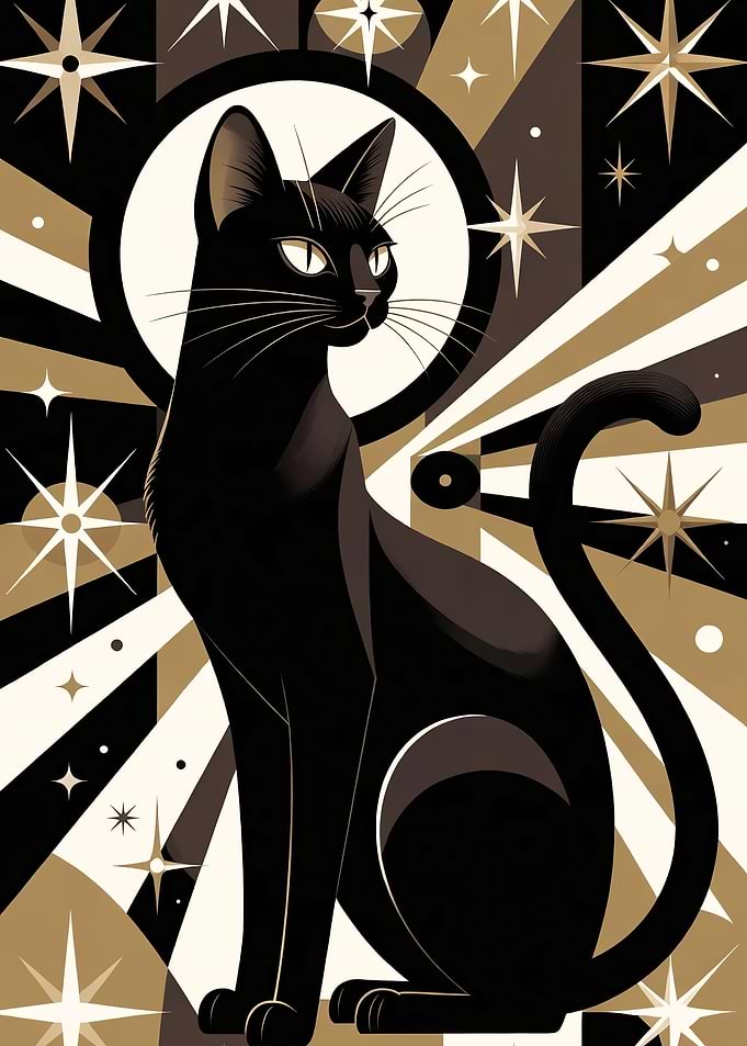 Cat with Starburst Background