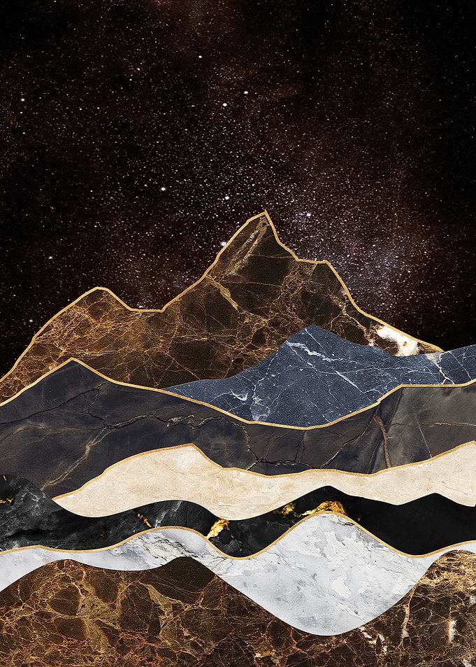 Marble Mountains Under Starry Sky