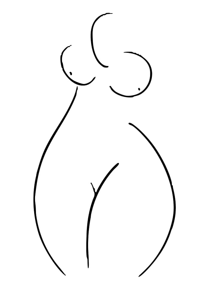 Minimalist Line Art of Female Torso