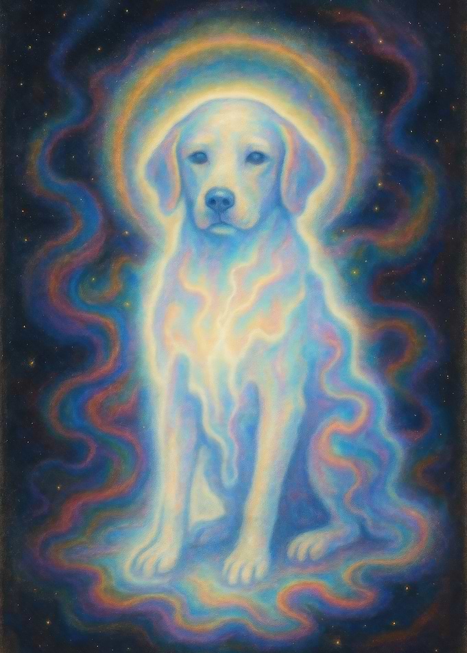 Spiritual Dog in Cosmic Aura